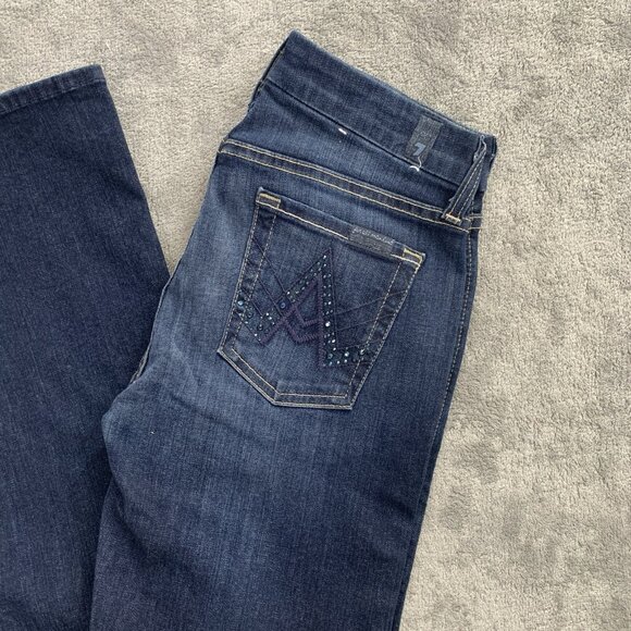 7 for all Mankind "A" Pocket Jeans Womens 26x33”Blue Denim Bootcut Low Rise Y2K - Picture 2 of 14